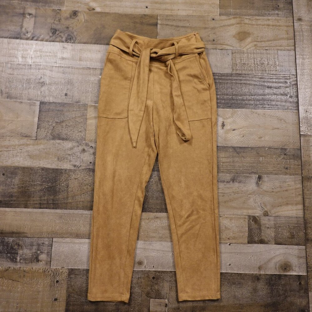 VICI Faux Suede Tie-Waist Pants - Women's Small - Tan